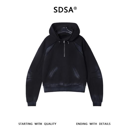 F7281SDSA男士秋冬新款痞帅男装复古重磅拼接可拆卸半拉链连帽卫衣百搭 商品图1