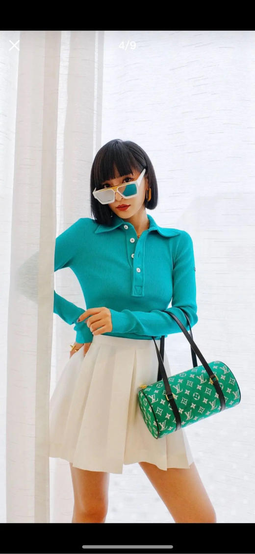 LV 22年限定 巴比龙 绿色 提花 天鹅绒 圆筒包 商品图2