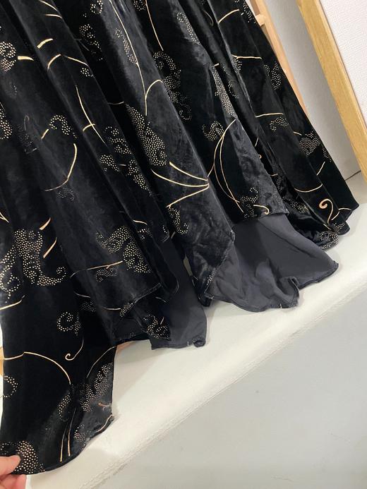 「断码清仓」超美下摆不规则烫金进口金丝绒裙秋冬连衣裙 L码  ZFYY284 商品图5