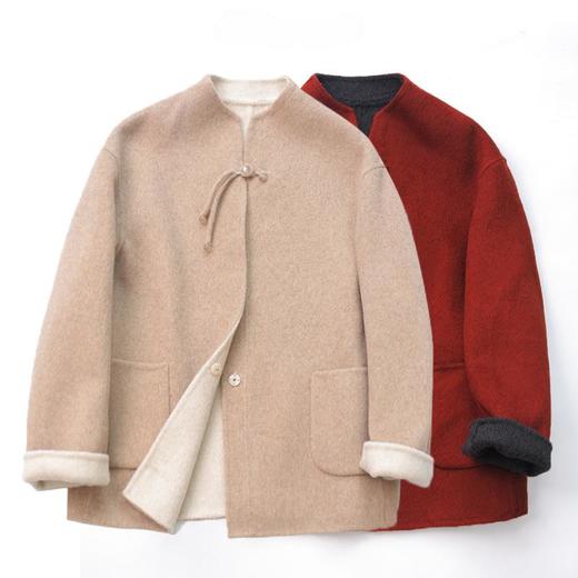 新款新中式拼色双面羊毛外套 商品图5