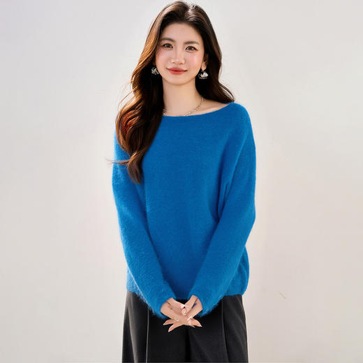 西遇法式软糯套头毛衣女2026年春季新款蓝色慵懒温柔宽松内搭上衣SS060049 商品图4