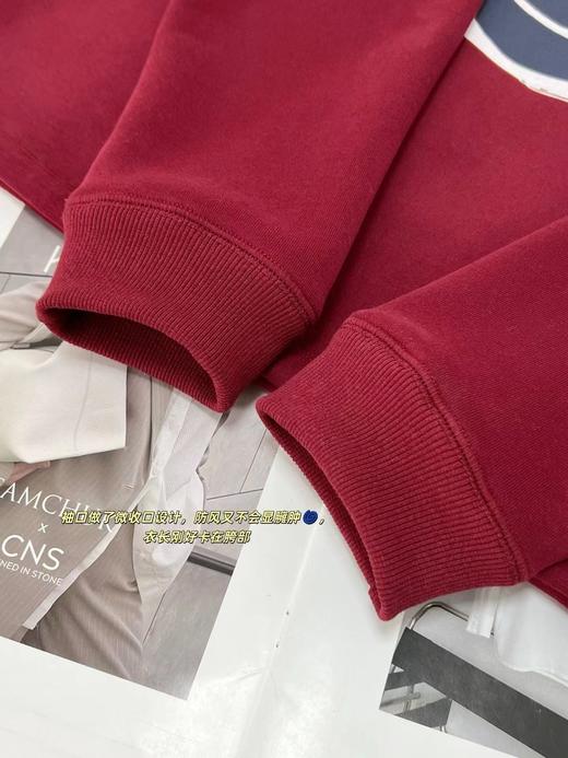 F010417休闲复古蓝调笑脸印花加绒上衣宽松下摆抽绳外穿女士卫衣 商品图12