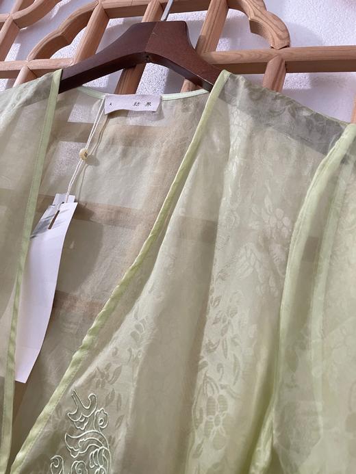 「断码清仓」精品新中式超仙100%桑蚕丝刺绣提花透视侧开叉开衫外套 XL码  ZFYY290 商品图2