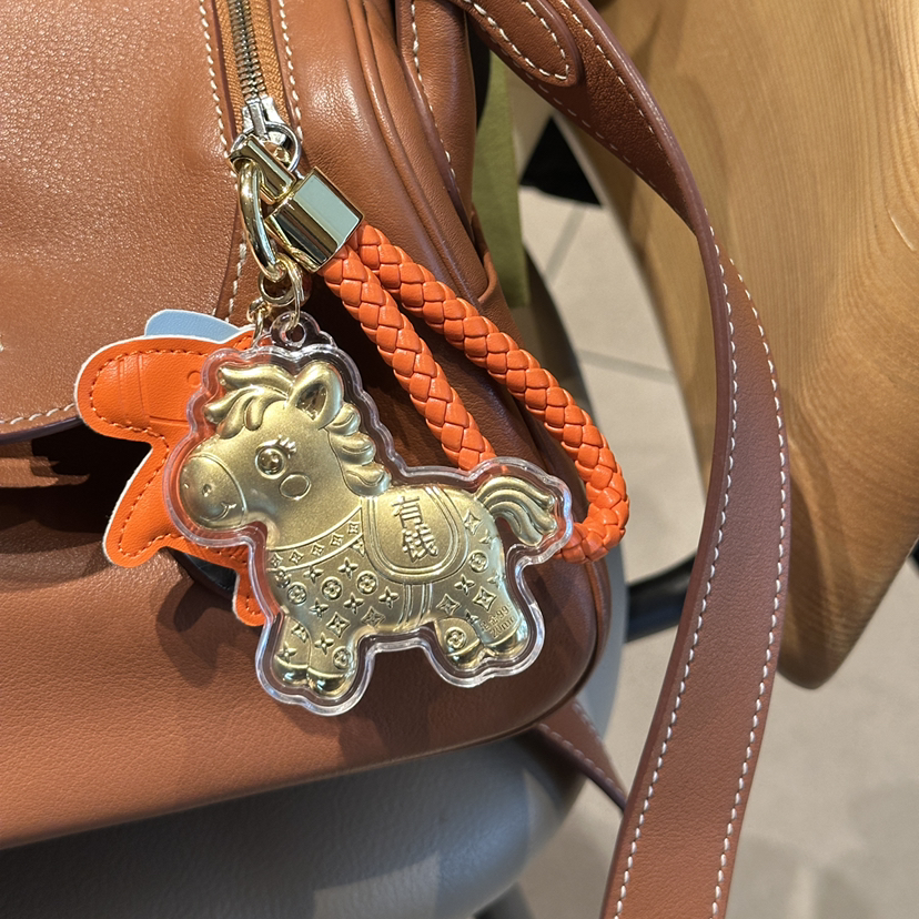 【拍2送赠品 新年必买！足金20mg！光谱仪可测】新年小马/财神  黄金钥匙扣 小金马包包挂件 手机挂绳