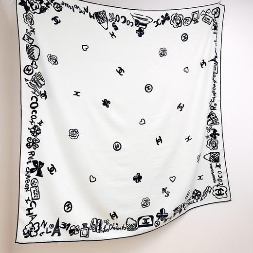 秋冬特惠💰430 香奈儿新款围巾【丝毛双面同色印花】 商品图0