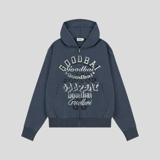 GOODBAI 新款黑白组合logo个性休闲宽松连帽拉链卫衣外套男女同款 商品图3