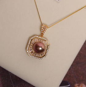 香水瓶吊坠 紫色淡水珠 10-11mm ji光 面圆 925银镶嵌