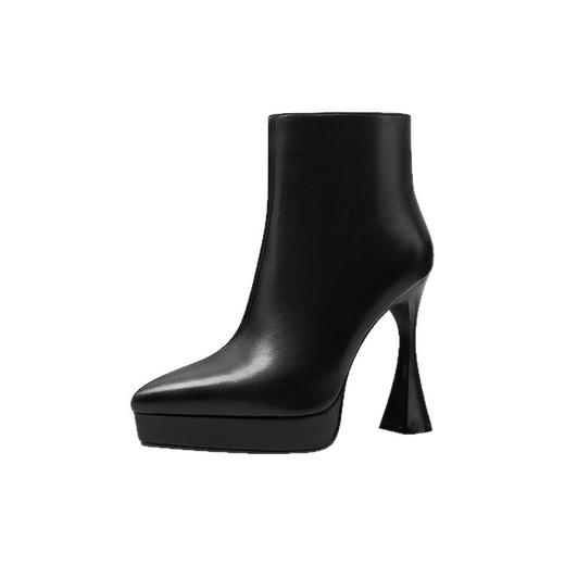 【预售5天】防水台高跟短靴新款加绒方头粗跟牛皮马丁靴短筒春秋单靴&1129 商品图4