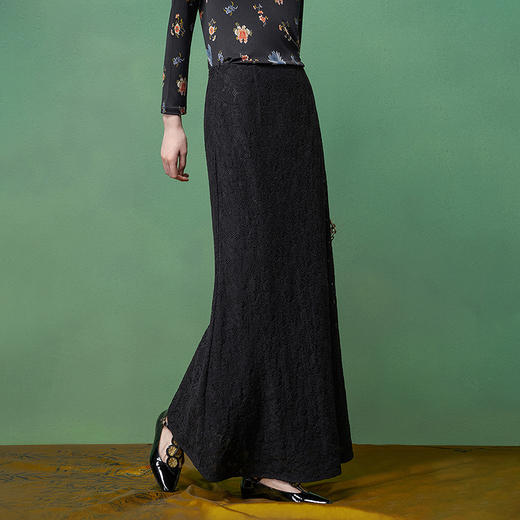 【林栖设计小店】蕾丝花影|法式优雅气质2026早春新款鱼尾半身裙1961091 商品图0