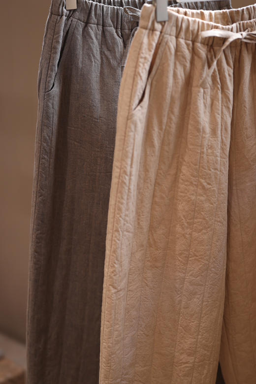 黄阿福 两色亚麻薄棉裤 商品图1