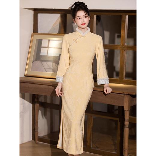 新中式改良旗袍加绒年轻款 优雅复古高级感国风旗袍8566 商品图2