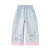 笛莎Deesha 童装女童裤子2026春新款可露丽风软萌绣花白水洗棉牛仔阔腿裤 商品缩略图4