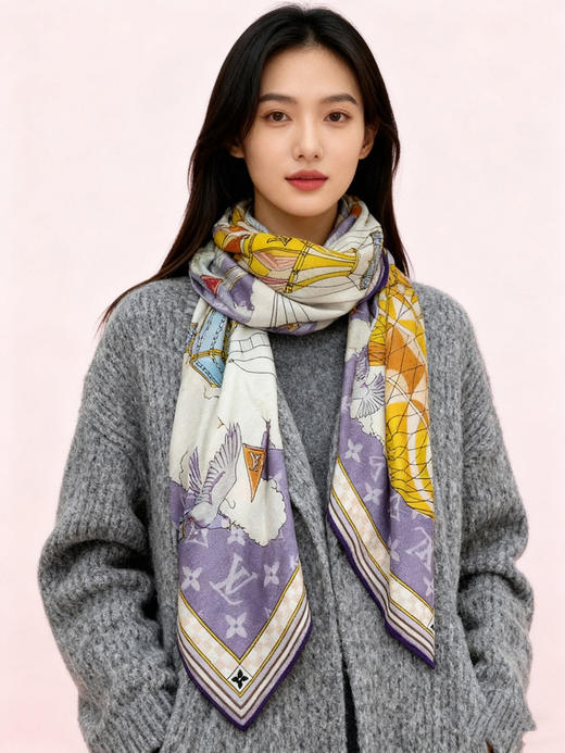 秋冬特惠💰450 LV围巾 LV x TM 披肩【丝绒双面同色披肩】 商品图0