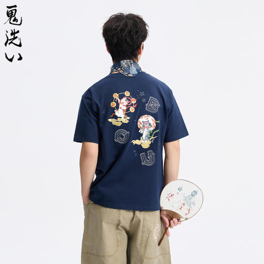 ONIARAI/鬼洗26春夏新品棒系列趣味风雷精灵猫短袖T男 N840296 商品图0