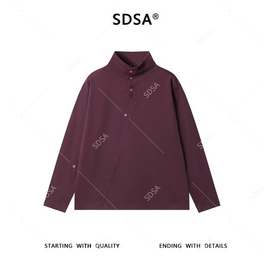 T5101SDSA男士秋冬新款痞帅男装简约纯色按扣立领长袖T恤百搭简约舒适 商品图1
