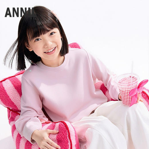 男女童圆领长袖针织衫春季新款安奈儿童装EM611716 商品图1