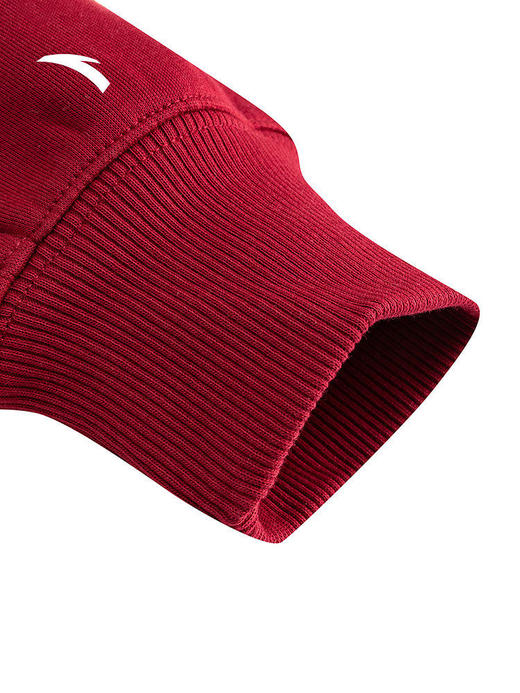 安踏好事发生加绒连帽卫衣女新年款红色保暖运动上衣162618706S 商品图5