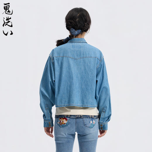 ONIARAI/鬼洗26春季新品泥棒蓝花福蝶绣花牛仔衬衫女 N340254 商品图1