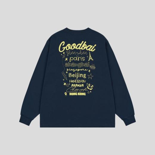 GOODBAI 新款oversize城市系列撞色印花圆领长袖T恤男女同款 商品图4