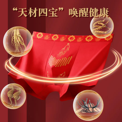 新热卖！2026红马年【天材四宝红内裤】人参 虫草 海马 鹿茸 精美礼盒 独立包装！ 商品图2