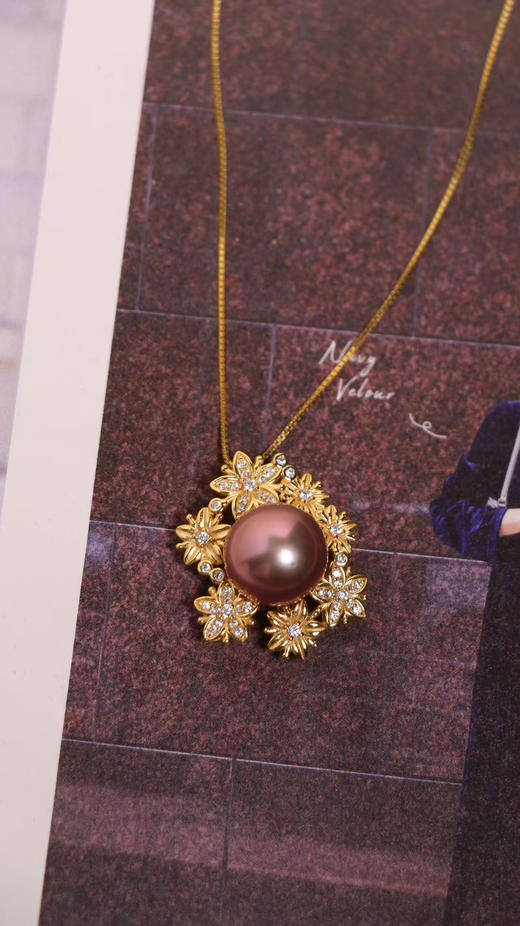 紫色淡水珍珠吊坠 ji光，基本无暇 面正圆 11-12mm  925银配件 商品图1