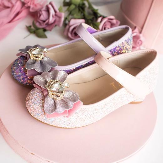 西班牙Little winkaa女童水钻皇冠蝴蝶结爱心跟单鞋公主鞋PB21004 商品图2