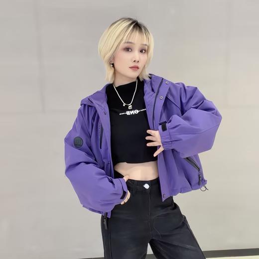 NC连帽撞色拉链夹棉风衣外套50914（紫） 冬季 254060010321 商品图0