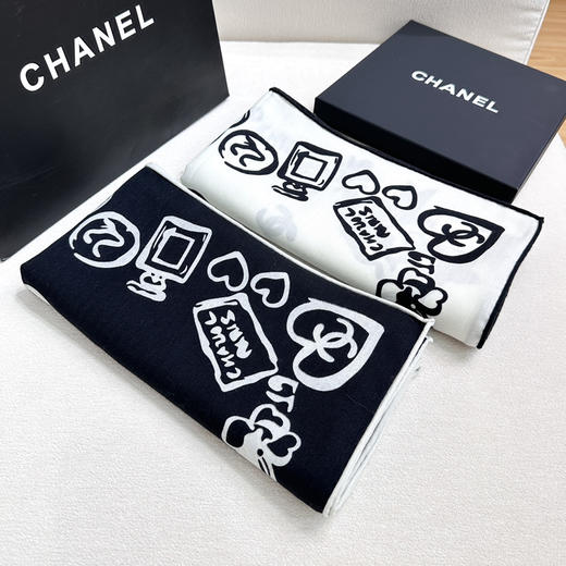 秋冬特惠💰430 香奈儿新款围巾【丝毛双面同色印花】 商品图3