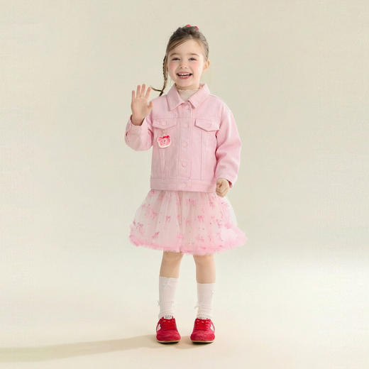 笛莎Deesha 童装女童外套2026春新款甜美风女童甜甜圈粉牛仔外套 商品图2