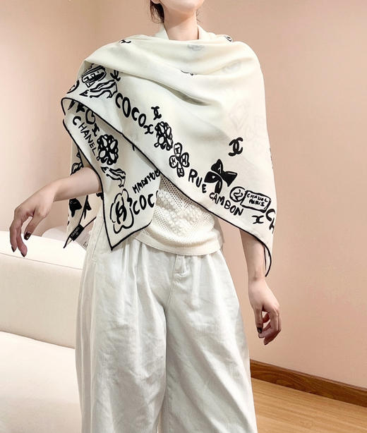 秋冬特惠💰430 香奈儿新款围巾【丝毛双面同色印花】 商品图8