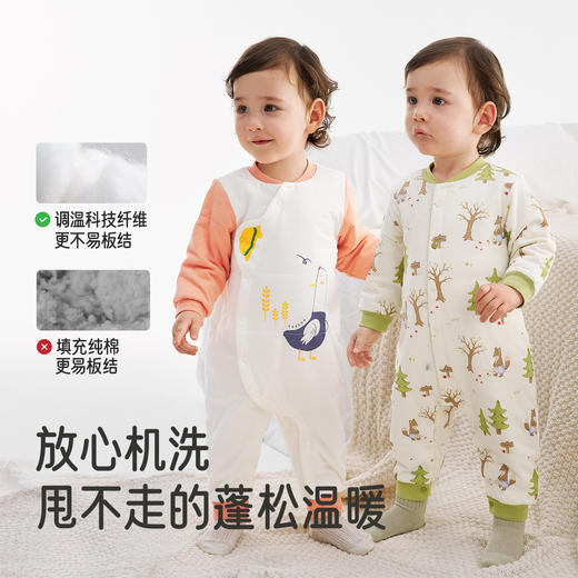 英氏婴儿夹棉连体衣秋冬加厚保暖新生儿冬季宝宝衣服新款哈衣 商品图4