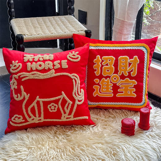 【品牌直发】加倍生活 国潮马年RICH沙发抱枕 6色可选 45x45cm 小马新年喜庆节日团购礼品靠垫抱枕  马年限定系列 春节焕新季 商品图2