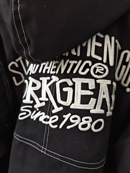 F010435刺绣字母口袋拉链连帽美式复古夹克棉外套 商品图14