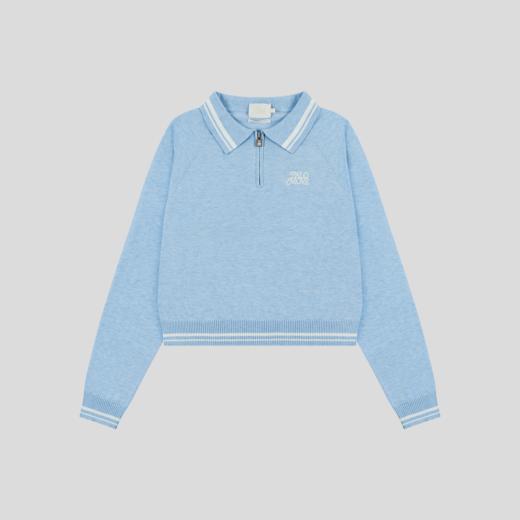 GOODBAI PALOMOVE 春夏新款撞色翻领短款长袖针织衫女 商品图3