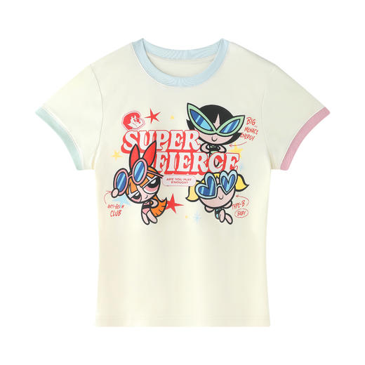 飞天小女警联名 BJHG不计后果复古卡通正肩t恤女款夏新款舒适短袖 商品图4