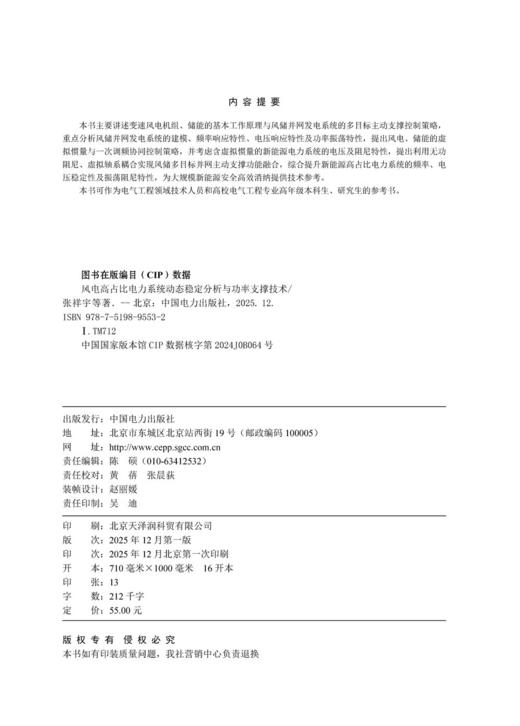 风电高占比电力系统动态稳定分析与功率支撑技术 商品图3
