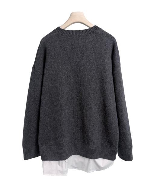 中性款提花假两件针织衫毛衣hu016 商品图1