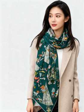 秋冬特惠💰450 爱马仕围巾 “马术学院”双面同色丝绒披肩～手工卷边丝绒方巾