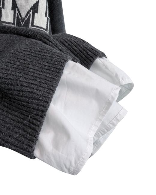 中性款提花假两件针织衫毛衣hu016 商品图2