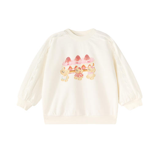 笛莎Deesha 童装女童卫衣2026春新款甜美风小熊蛋糕印花毛圈卫衣 商品图4