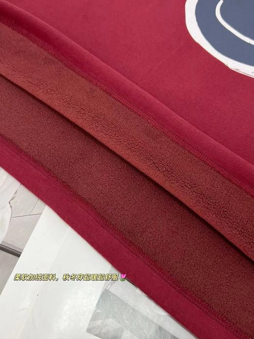 F010417休闲复古蓝调笑脸印花加绒上衣宽松下摆抽绳外穿女士卫衣 商品图13