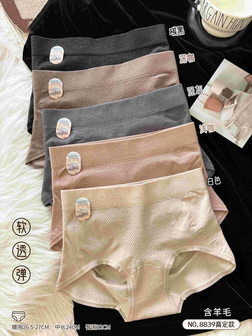 女士含羊毛高定舒适透气高弹力无缝内裤三角裤8839 商品图0