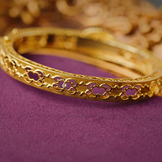 龢盒原创 18k金镶帝王绿翡翠蛋面钻石手镯 商品图2