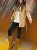 女款灯芯绒拼接连帽中长款风衣外套zh011 商品缩略图3