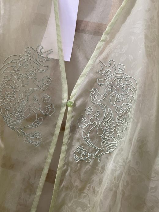 「断码清仓」精品新中式超仙100%桑蚕丝刺绣提花透视侧开叉开衫外套 XL码  ZFYY290 商品图4