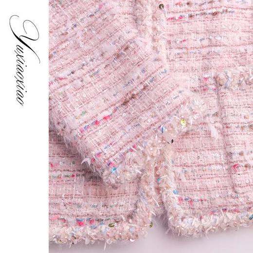 余潇潇【塞纳画廊】气质轻奢重工珠片编织小香风提花里布圆领外套 商品图2