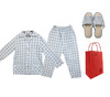 三枪彩格绒布翻领开襟男家居套装+夏日亚麻居家拖鞋 礼袋A套装 商品缩略图1
