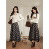 鹿向南「画廊女孩」不规则格纹流苏半身裙女冬小众设计感收腰长裙 商品缩略图4