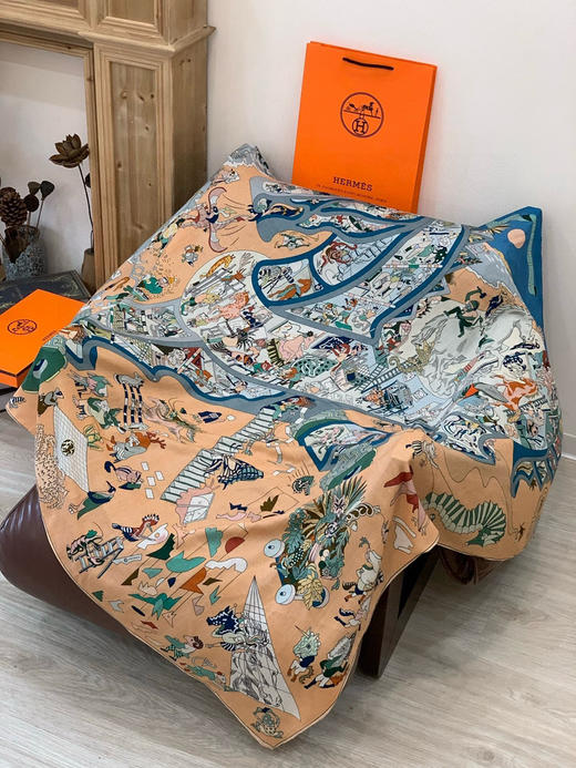 秋冬特惠💰450 爱马仕围巾 “马术学院”双面同色丝绒披肩～手工卷边丝绒方巾 商品图6