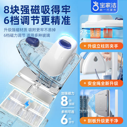 宝家洁 防夹手双面擦窗器XC07 自带清洁剂刮擦一体强效玻璃清洁神器 商品图3